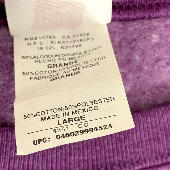 Hanes Womens Purple Sweatshirt Size L NWOT - Picture 3 of 8